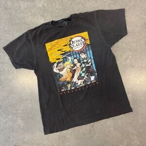 Vintage Y2K Demon Slayer Kimetsu Yaiba Demon Slayer Black Graphic T-Shirt L